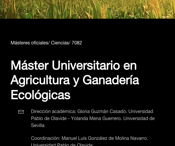 Máster Oficial de Agricultura y Ganadería Ecológicas